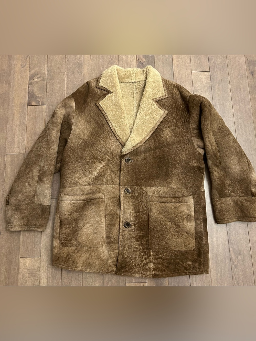 Vintage Men's Brown Shearling Coat (chest circumference-105 cm, size L)